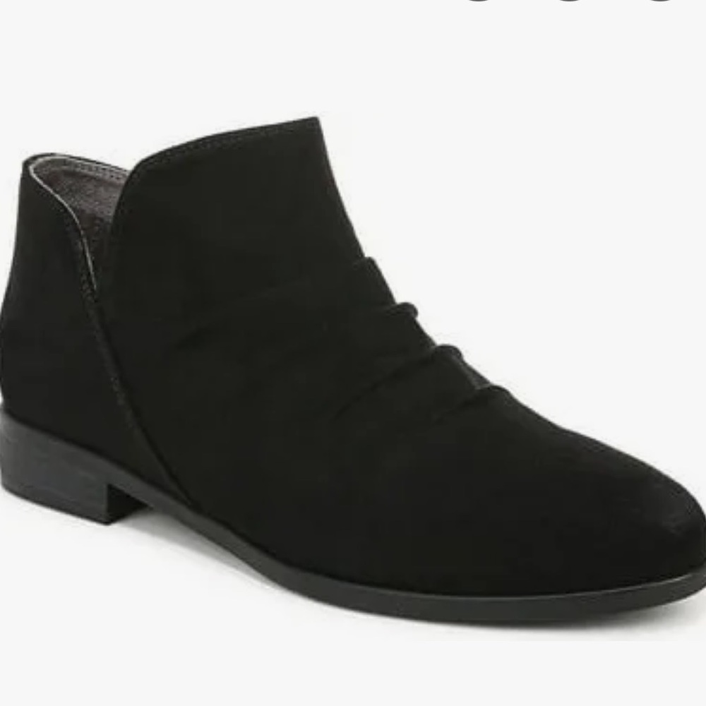 NWOT Dr. Scholl’s Rae 9M Black Ruched Fall Winter Work Microfiber City Booties